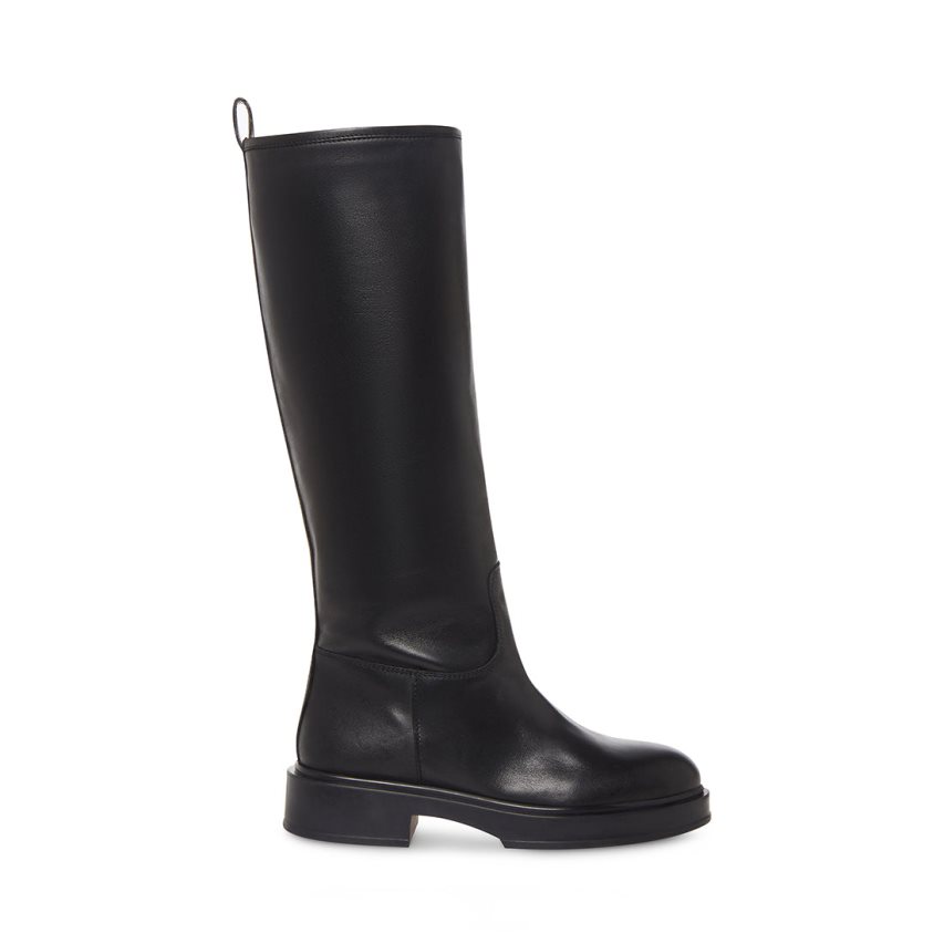 Black Steve Madden Claudia Leather Women\'s Knee-high Boots | PH 1029NOH